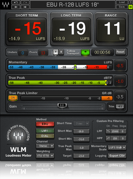 The loudness standard in podcasting is -16 LUFS