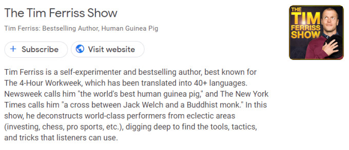 The Tim Ferriss Show description