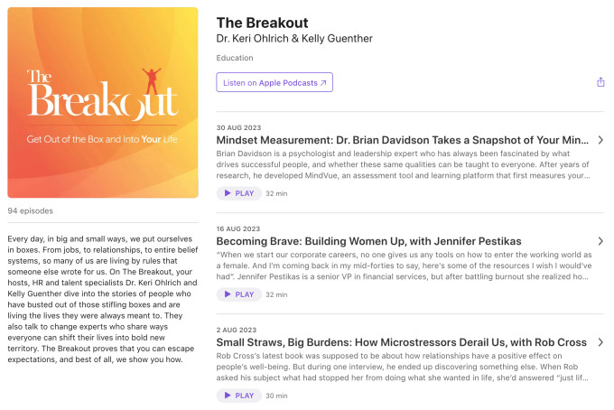 screenshot of the breakout podcast on apple podcasts