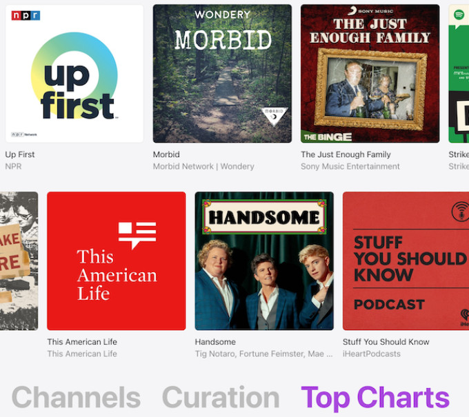 a screenshot of podcast cover art to show apple podcast charts