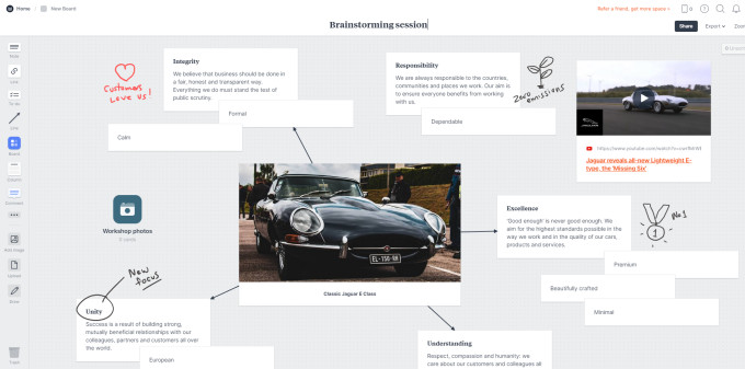 Screen grab of Millanote brainstorming session. Learn how to brainstorm podcast topics with Millanote.