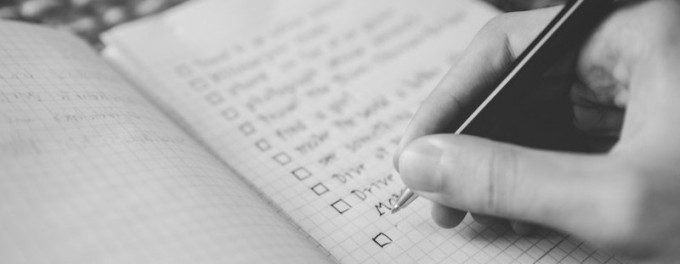 Checklist written in a journal