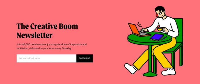 Screenshot of The Creative Boom podcast newsletter subscription page