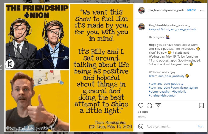 How The Screen grab of The Friendship Onion engaging with their audience on social media