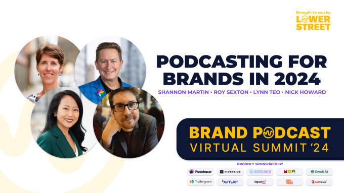 podcasting for brands in 2024 header image for the January brand podcast virtual summit 2024