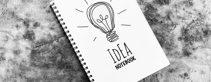 Graphic of black and white idea notebook