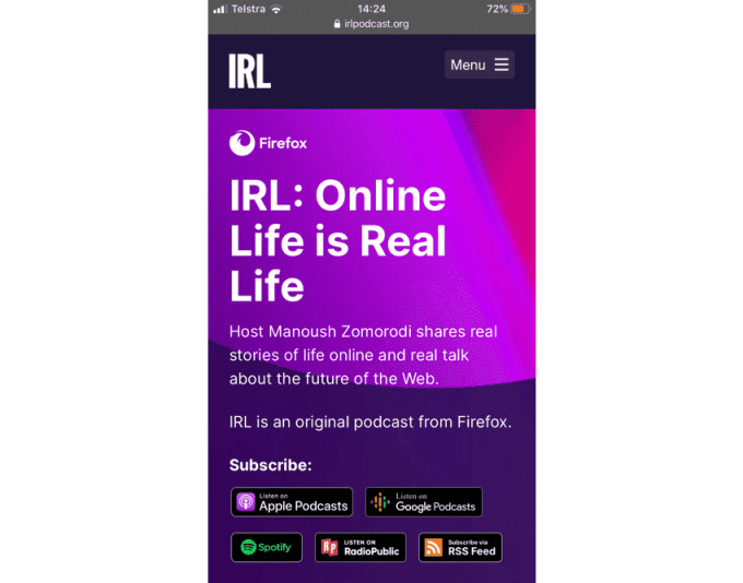 podcast mobile website layout
