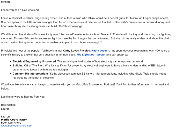 podcast guest pitch message example