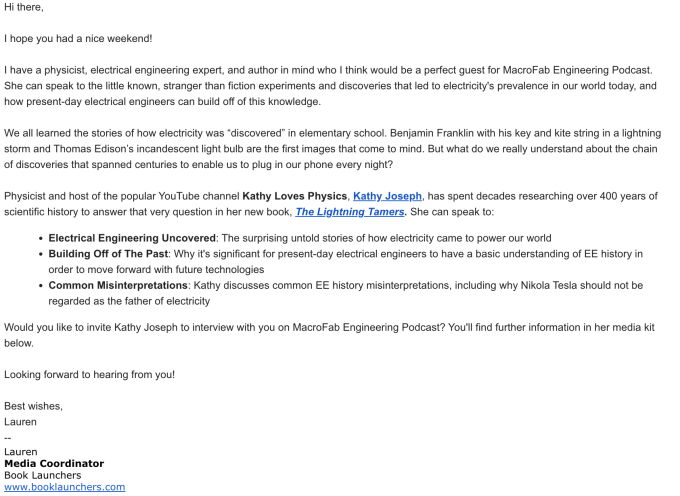 podcast guest pitch message example