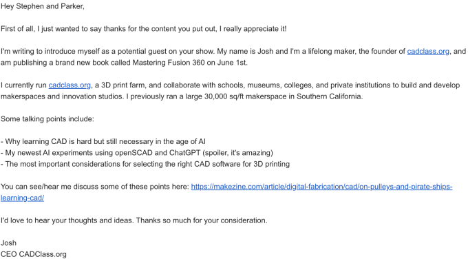 podcast guest pitch message example