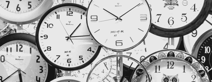 Graphic of multiple clock faces overlaid on one another