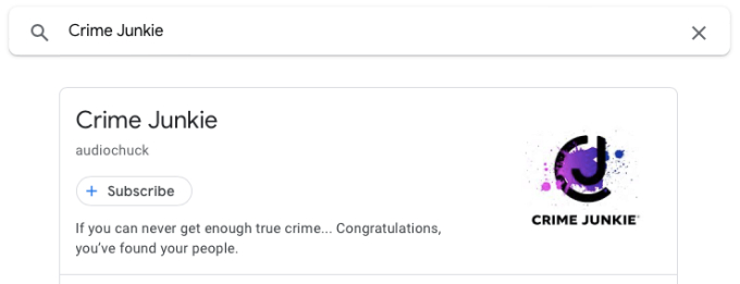 Screenshot of the Crime Junkie podcast description