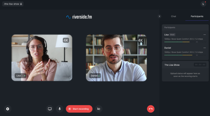 example of recording a video podcast with riverside