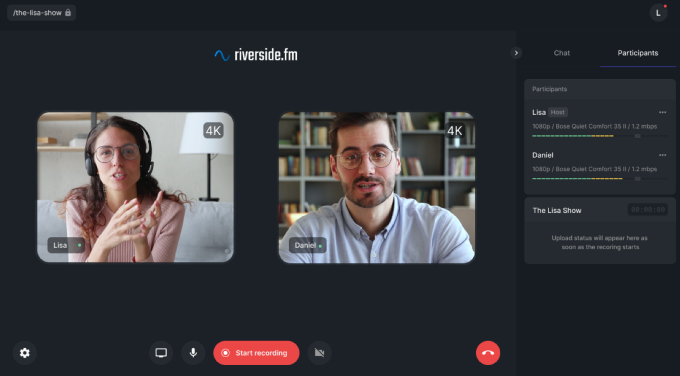 example of recording a video podcast with riverside